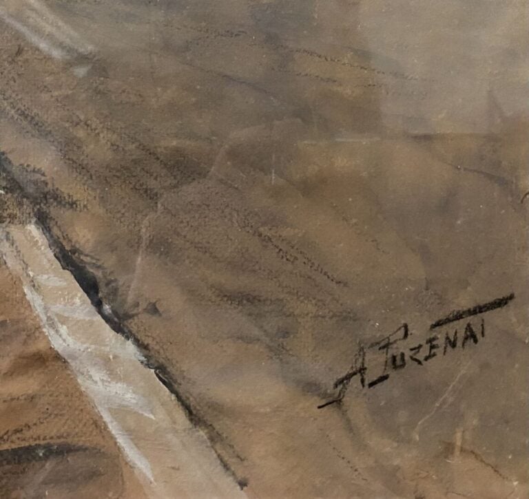 Antonin PUZENAT (XXe siècle) - La Promenade des Anglais - Fusain, aquarelle et…