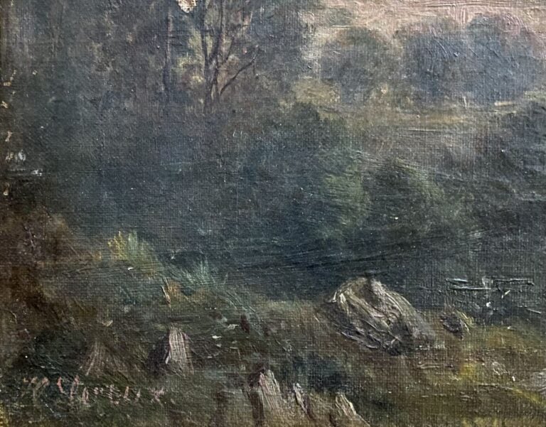 C. LEROUX - Paysage - Huile contrecollée sur toile - Porte une signature en bas…