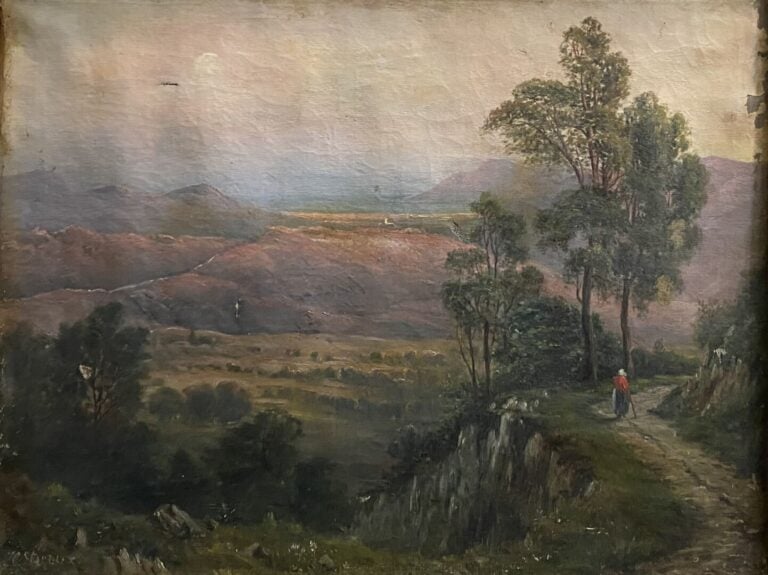 C. LEROUX - Paysage - Huile contrecollée sur toile - Porte une signature en bas…
