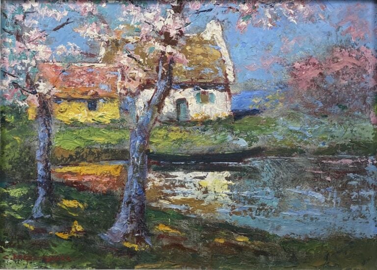 Charles DAGNAC-RIVIERE (1864-1945) - Matinée de printemps - Huile sur panneau -…