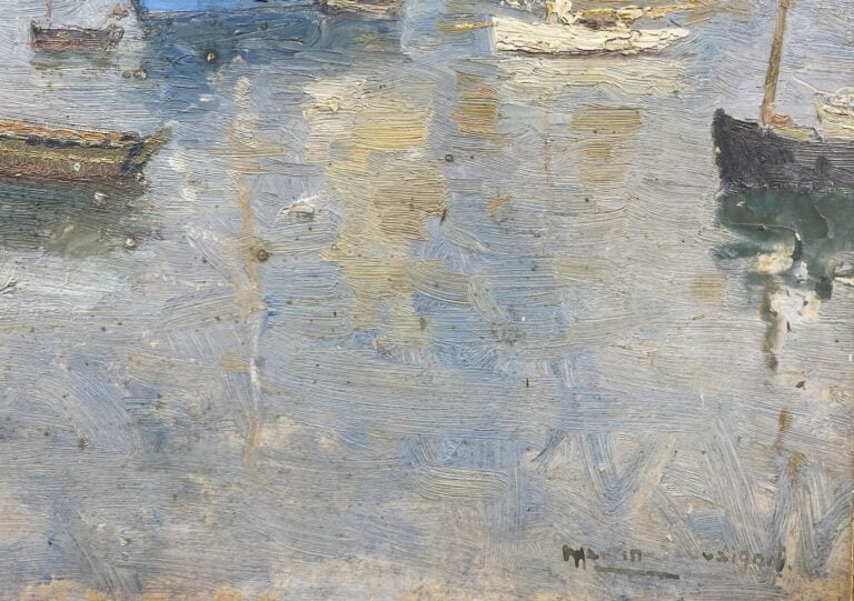 Charles MARTIN-SAUVAIGO (1881-1970) - Bateaux en Bretagne, 1947 - Huile sur car…