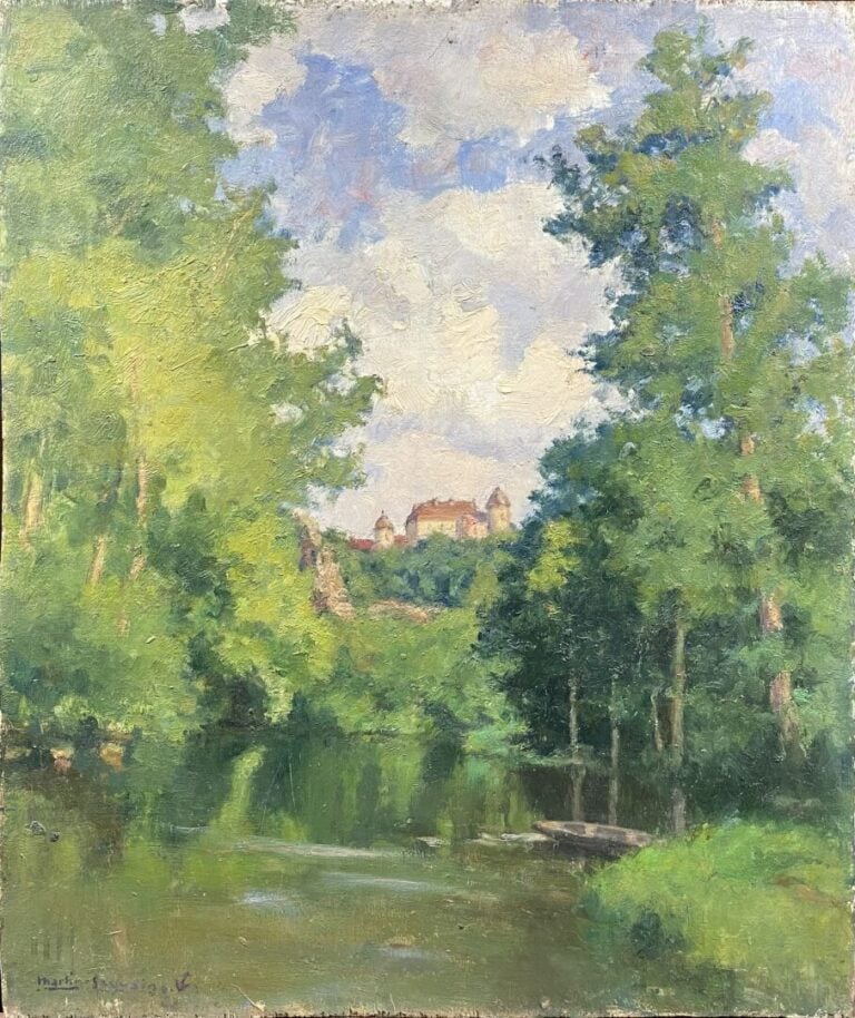 Charles MARTIN-SAUVAIGO (1881-1970) - Château en Auvergne - Huile sur panneau -…