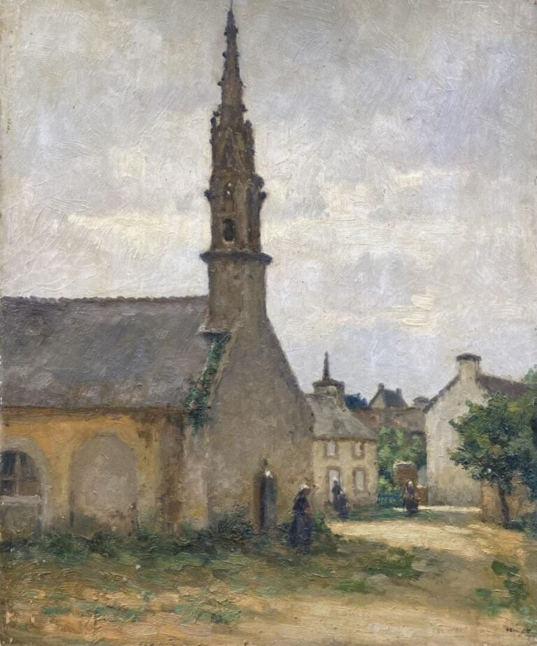Charles MARTIN-SAUVAIGO (1881-1970) - Eglise à Tréboul - Huile sur panneau cont…