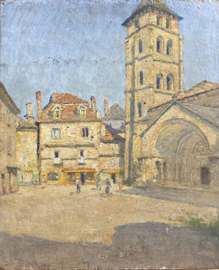 Charles MARTIN-SAUVAIGO (1881-1970) - Eglise médiévale en France - Huile sur pa…