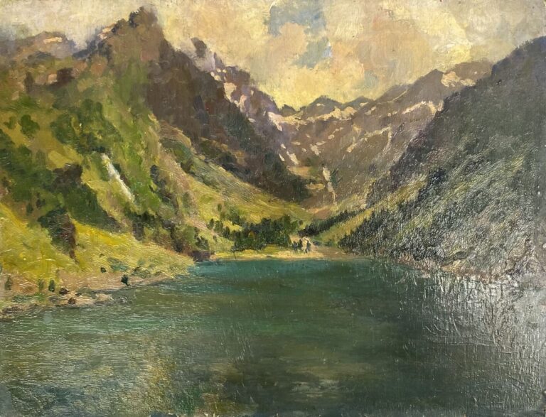 Charles MARTIN-SAUVAIGO (1881-1970) - Lac du Lauvitel (Isère) - Huile sur panne…