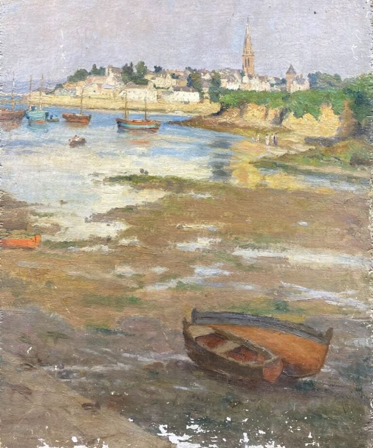 Charles MARTIN-SAUVAIGO (1881-1970) - Marée basse - Huile sur carton - Cachet d…