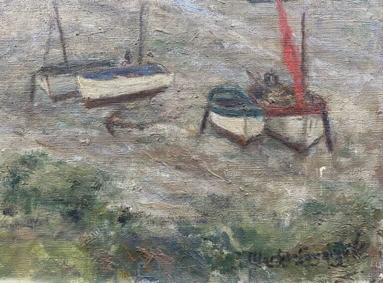 Charles MARTIN-SAUVAIGO (1881-1970) - Port breton à marée basse - Huile sur toi…