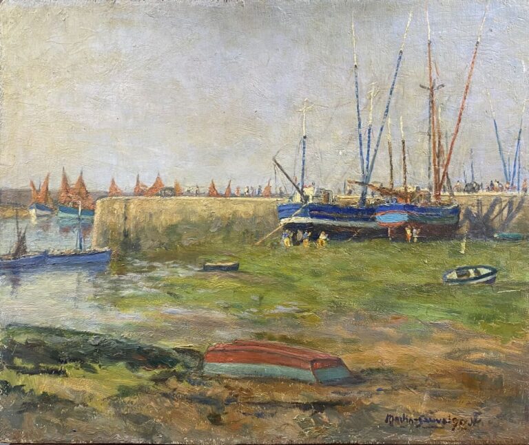 Charles MARTIN-SAUVAIGO (1881-1970) - Port breton - Huile sur panneau - Signé e…
