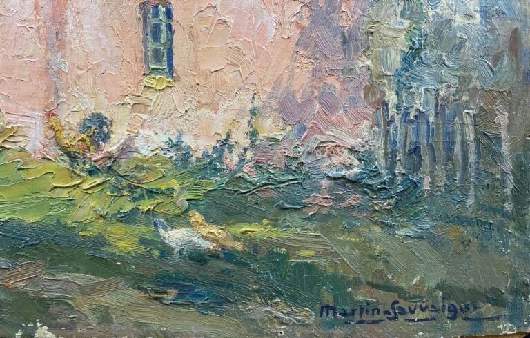 Charles MARTIN-SAUVAIGO (1881-1970) - Une cour de ferme en Bretagne - Huile sur…