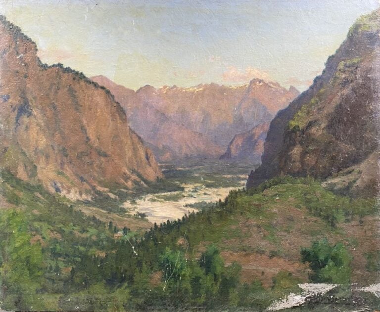 Charles MARTIN-SAUVAIGO (1881-1970) - Vallée du Vénéon (Isère) - Huile sur pann…