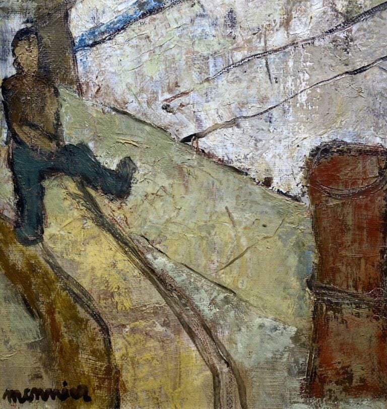 Charles MONNIER (1925-1993) - Bateau à quai - Huile sur toile - Signée en bas à…