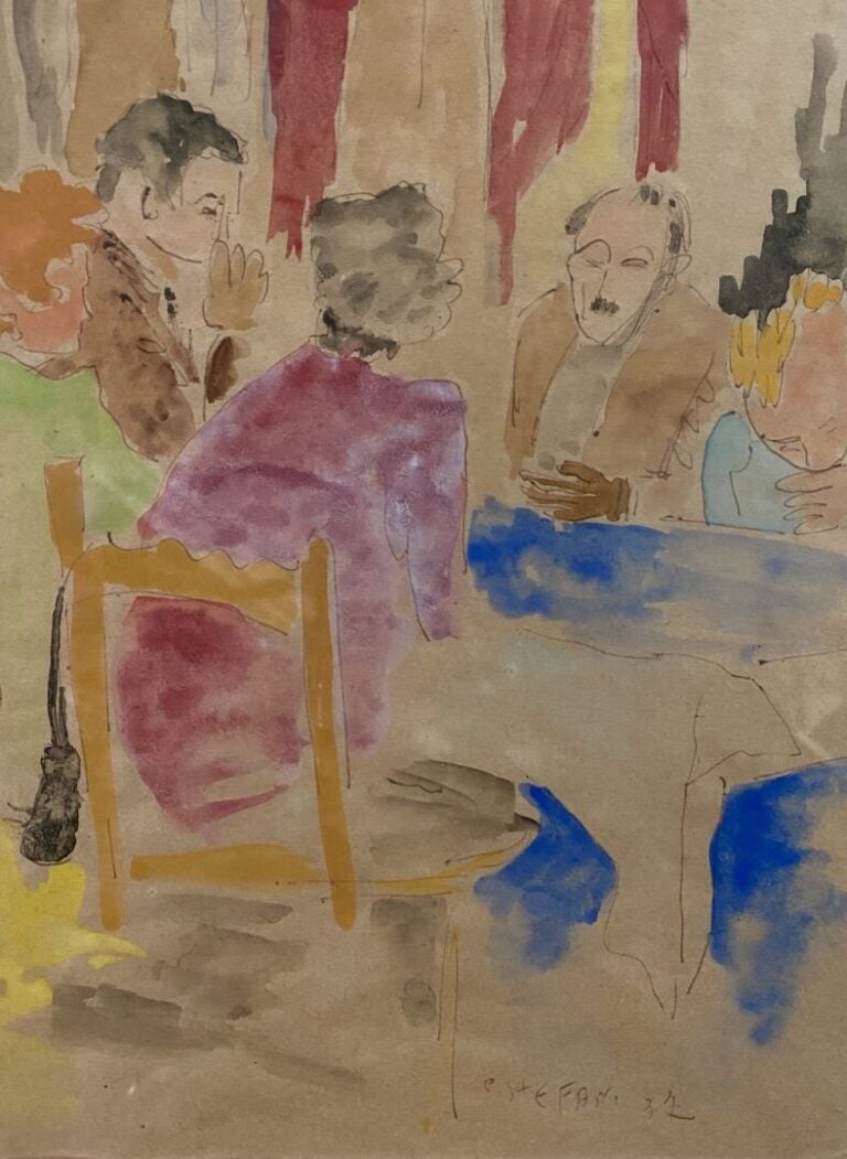 Charles STEFANI (XXe) - Scène animée - Aquarelle et lavis - Signé en bas à droi…