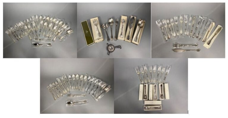 CHRISTOFLE - Partie de ménagère en métal argenté modèle Cluny, comprenant : - -…