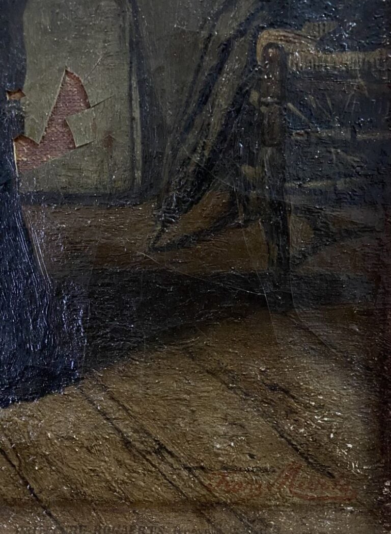 D'après Franz MEERTS - L'écrivain public - Huile sur toile - Signée en bas à dr…
