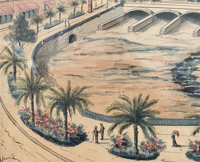 Ecole anglaise fin du XIXe-début du XXe siècle - Les Nouveaux Jardins, vue pris…