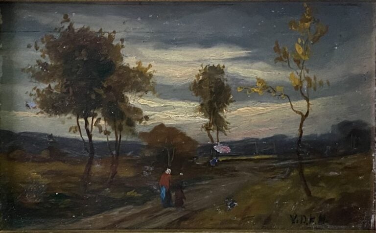 Ecole de la fin du XIXe - début du XXe siècle - Ensemble d'environ dix tableaux…