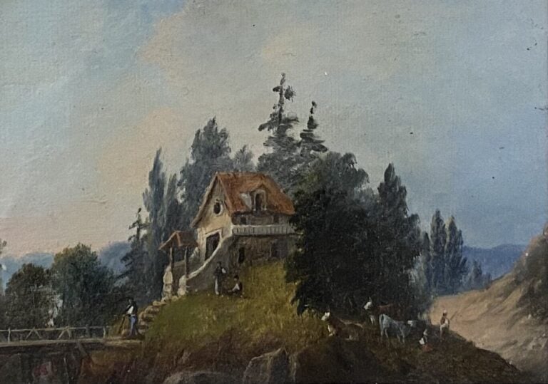 Ecole de la fin du XIXe- début du XXe siècle - Ensemble d'environ huit tableaux…