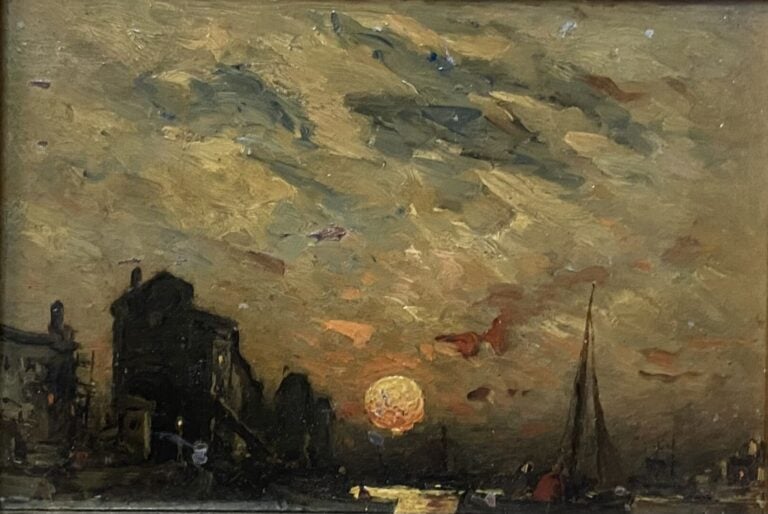 Ecole de la fin du XIXe- début du XXe siècle - Ensemble d'environ huit tableaux…