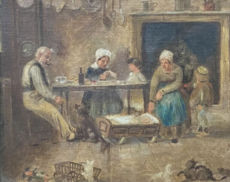 Ecole de la fin du XIXe- début du XXe siècle - Ensemble d'environ huit tableaux…