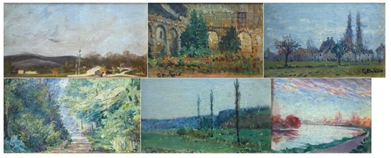Ecole de la fin du XIXe-début du XXe siècle - Ensemble d'environ huit tableaux…