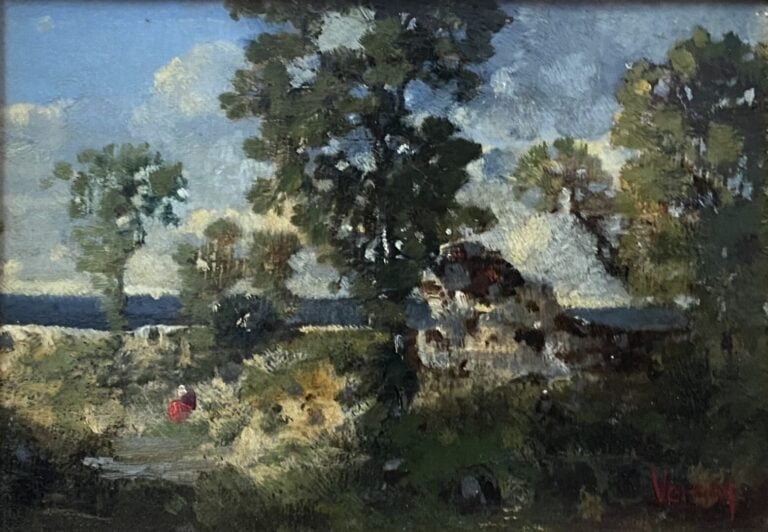 Ecole de la fin du XIXe-début du XXe siècle - Ensemble d'environ huit tableaux…