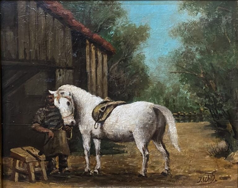 Ecole de la fin du XIXe- début du XXe siècle - Ensemble d'environ huit tableaux…