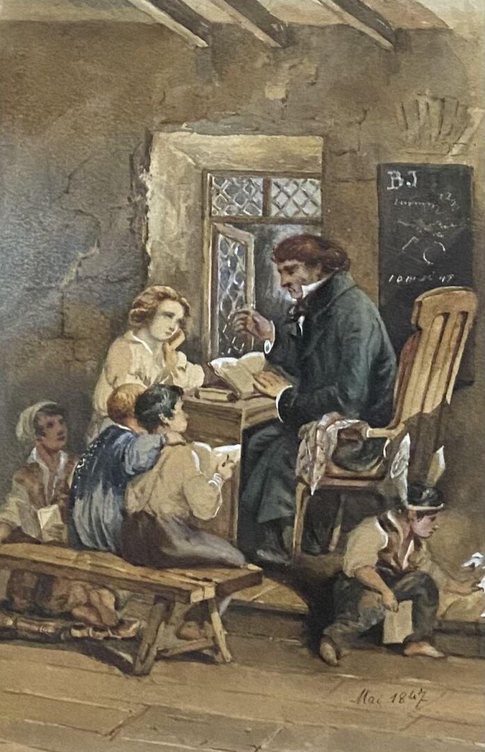 Ecole de la fin du XIXe- début du XXe siècle - Ensemble d'environ huit tableaux…