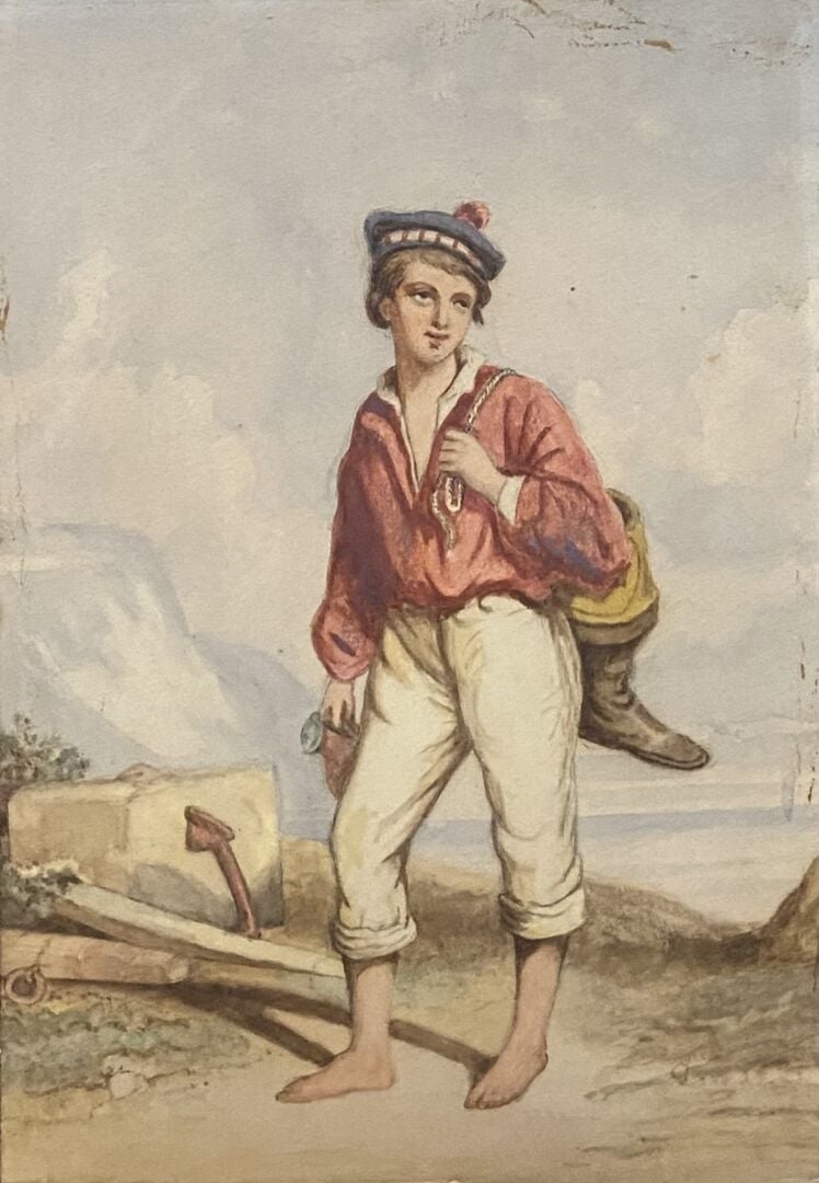 Ecole de la fin du XIXe- début du XXe siècle - Ensemble d'environ huit tableaux…