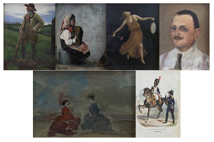 Ecole de la fin du XIXe-début du XXe siècle - Ensemble d'environ quinze tableau…