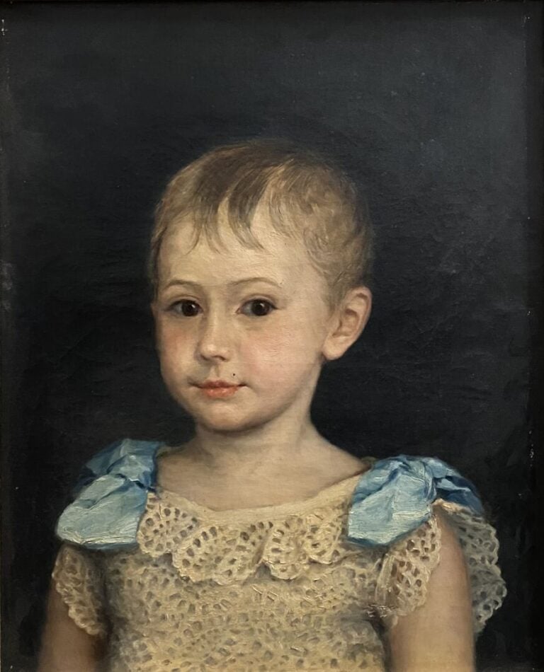 Ecole de la fin du XIXe-début du XXe siècle - Portrait de jeune enfant au ruban…