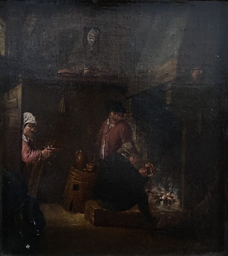 Ecole de la fin du XIXe-début du XXe siècle - Scène d'intérieur - Huile sur toi…