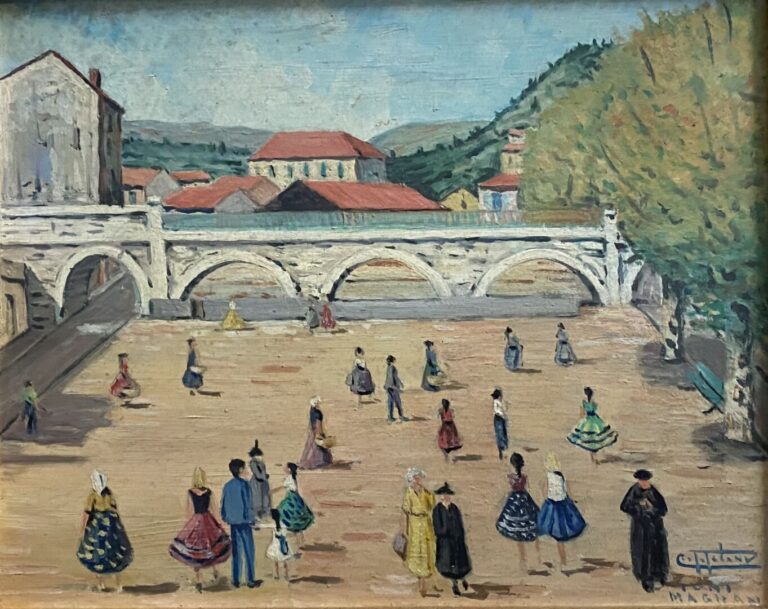 Ecole de la fin du XIXe siècle - Pont Magnan, Nice - Huile sur isorel - Signé e…