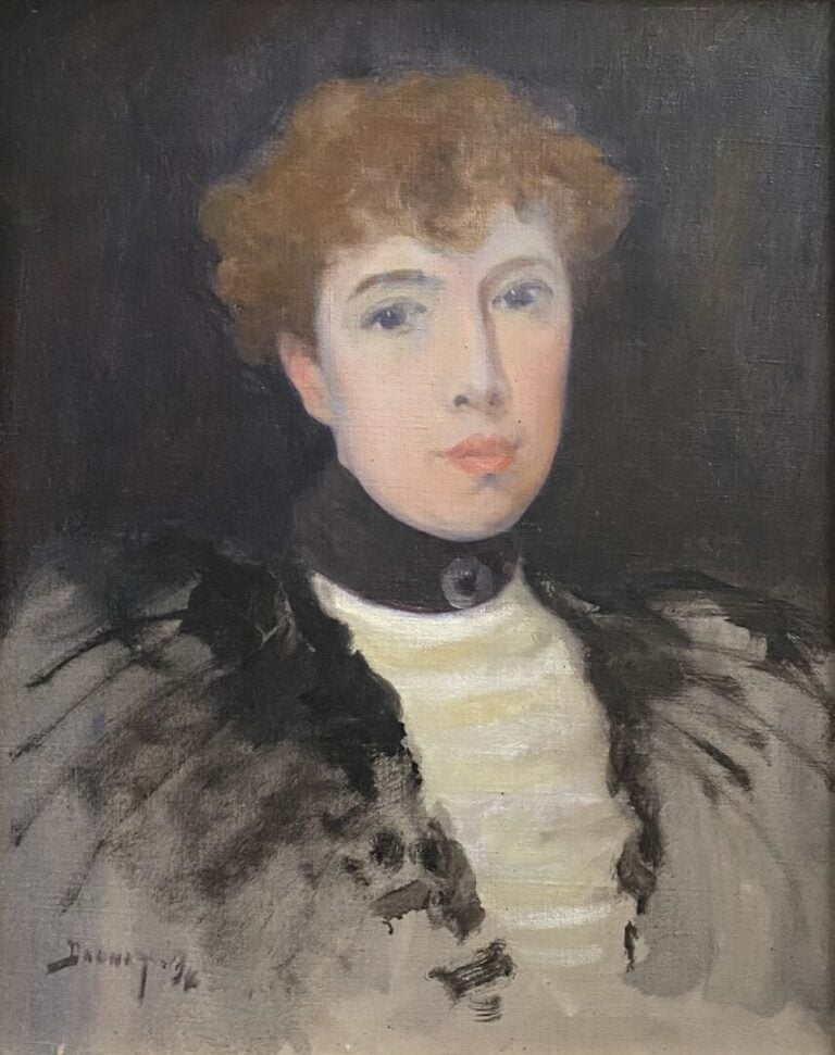 Ecole de la fin du XIXe siècle - Portrait de jeune élégante - Huile sur toile -…