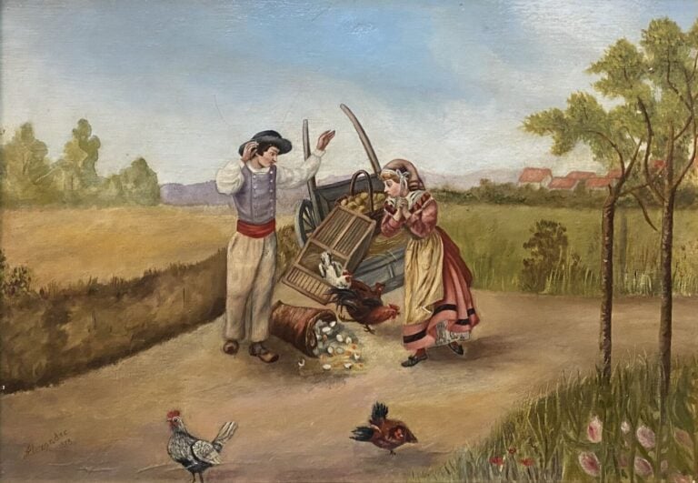 Ecole de la fin du XIXe-XXe siècle - Ensemble d'environ treize tableaux compren…