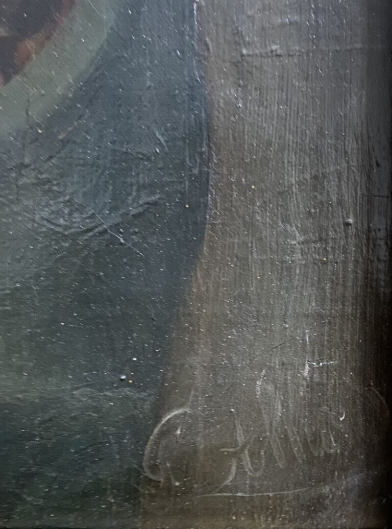 Ecole du début du XXe siècle - Nourrice et enfants - Huile sur toile - Trace de…