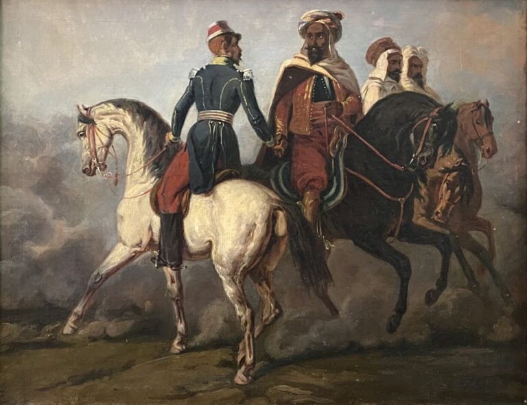 Ecole du XIXe siècle - Cavaliers - Huile sur toile - 38 x 49 cm