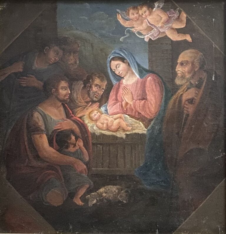 Ecole du XIXe siècle - Nativité - Huile sur toile - 43.5 x 42 cm