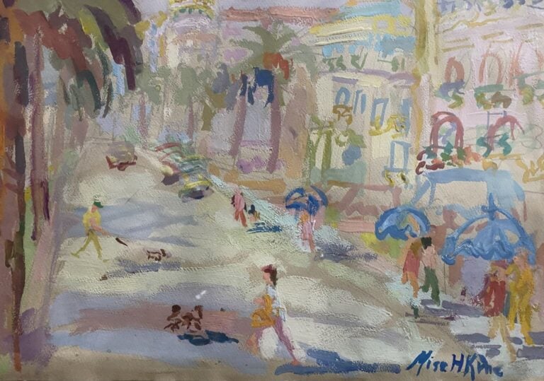 Ecole du XXe siècle - Promenade des Anglais - Aquarelle - Signé en bas à droite…