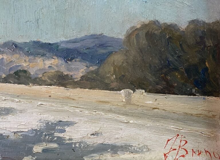 Ecole du XXe siècle - Promenade - Huile sur carton - Porte une signature - 16 x…