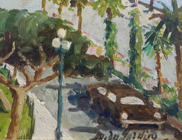 Ecole du XXe siècle - Vue sur la Promenade - Huile sur isorel - Signé en bas à…