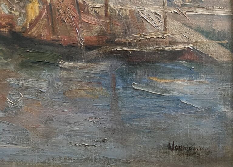 Ecole française du début du XXe siècle - Voiliers au port - Huile sur toile - P…