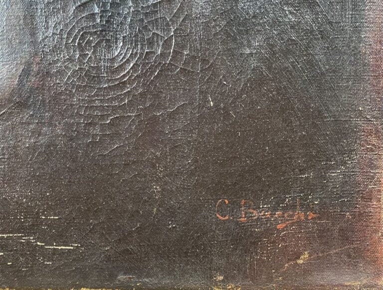 Ecole vers 1900 - Scène d'intérieur - Huile sur toile - Signature en bas à droi…