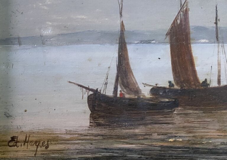 Edwin HAYES (1819-1904) - Le retour de pêche - Huile sur panneau - Signé en bas…