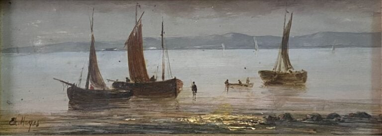 Edwin HAYES (1819-1904) - Le retour de pêche - Huile sur panneau - Signé en bas…
