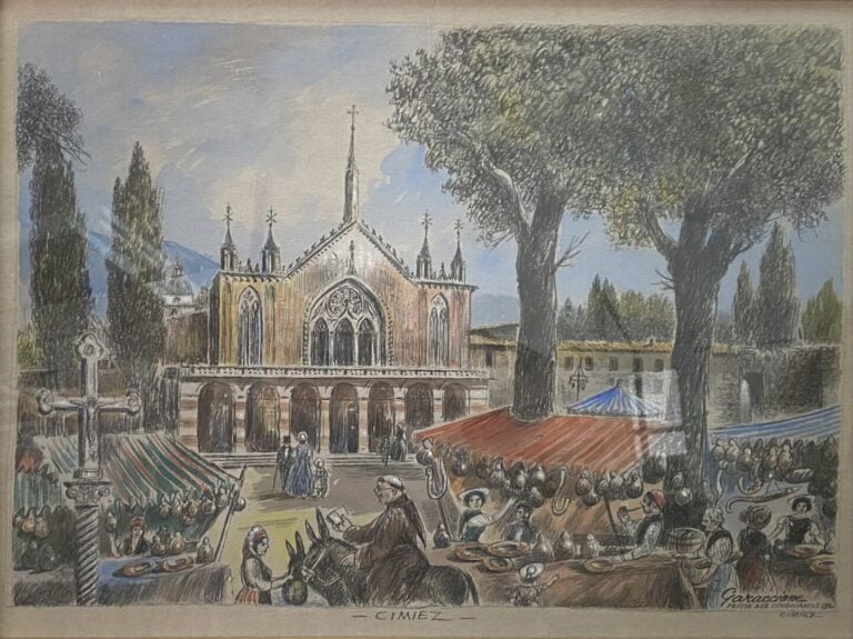 GARACCION - Festin des Cougourdons, 1860, Cimiez - Technique mixte sur papier -…