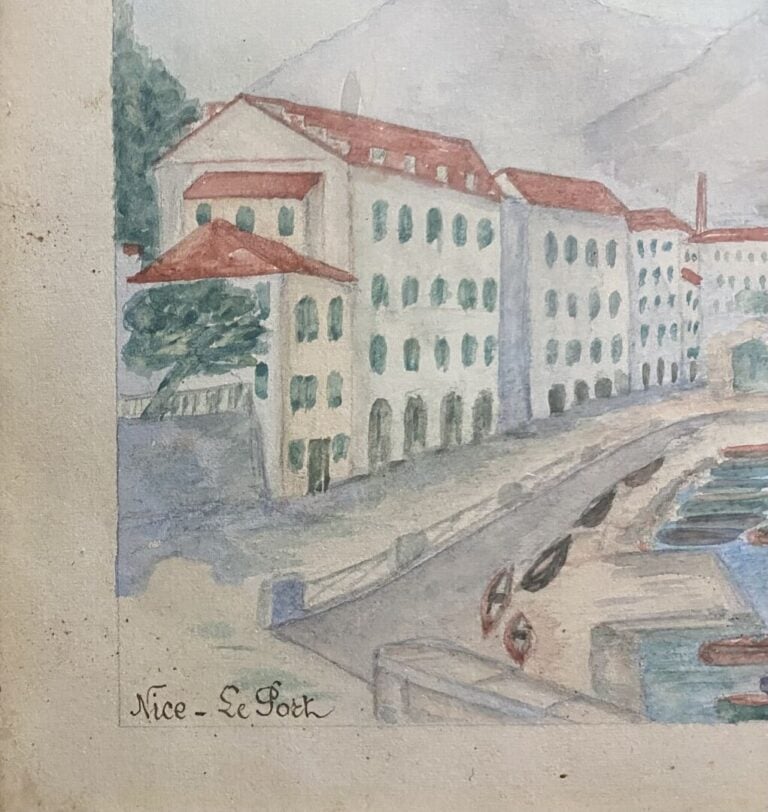 J. FERRIER - Le port, Nice - Aquarelle - Signé et daté 6.1913 en bas à droite -…