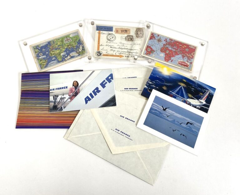 Lot de 5 cartes postales AF 1949 réseau aérien 1935, 1949 et cartes de voeux AF…