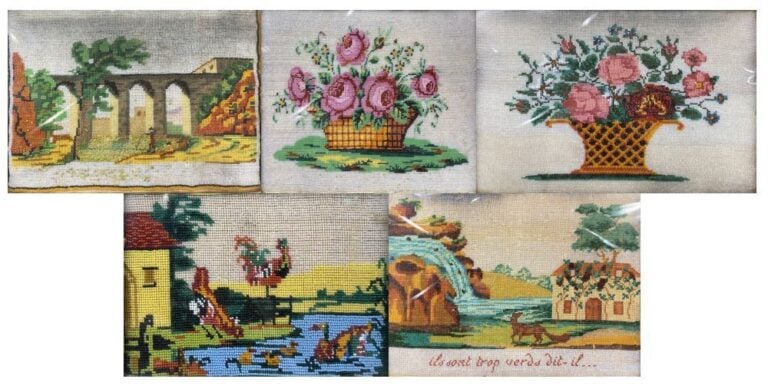 Lot de petits tableaux en broderie de perles