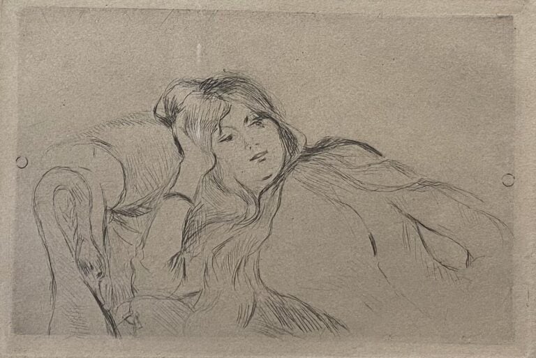 Lot de quatre gravures comprenant L'amour à l'épreuve, une jeune femme allongée…
