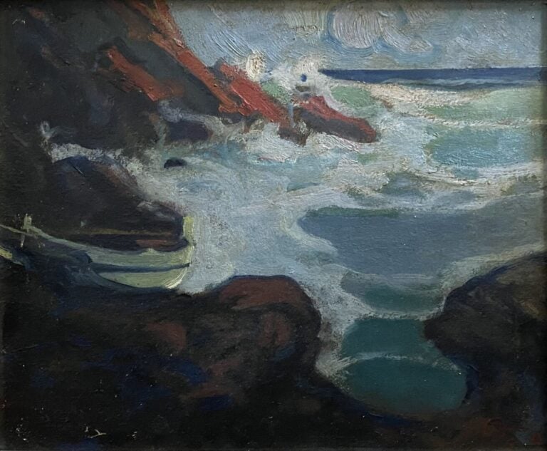 Louis FORTUNEY (1875-1951) - Flots agités - Huile sur carton - Signé en bas à d…